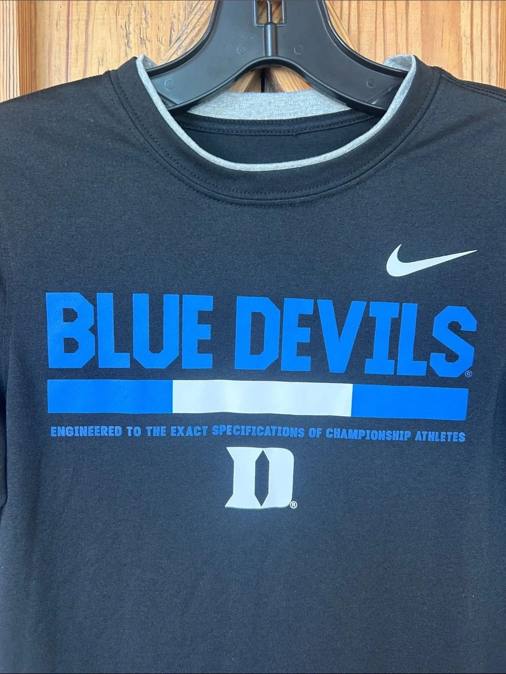 Youth Nike Black-Gray Duke 'Blue Devils' Long-Sleeve Layered Tee Dri-fit medium